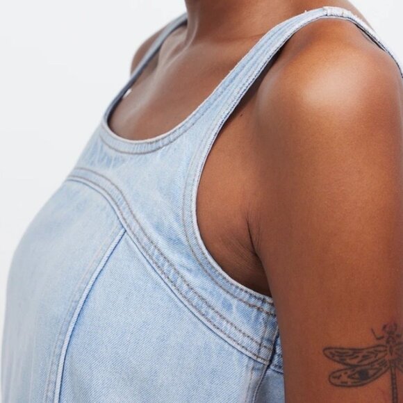 MADEWELL - Denim A-Line Sleeveless Mini Dress - Picture 2 of 6
